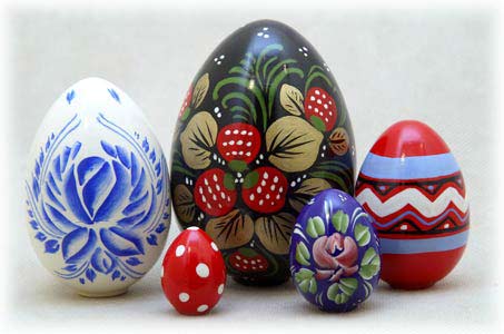 Russian Easter Eggs 5pc./4" - Click Image to Close