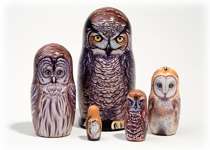 Great Horned Owl Nesting Doll - 5pc./6"