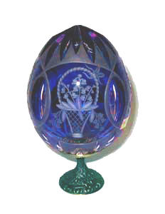 Bouquet w/ LENS BLUE Faberge Style Egg - 4"