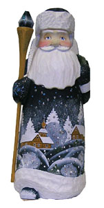 Winter Village Carved Santa 7.5"