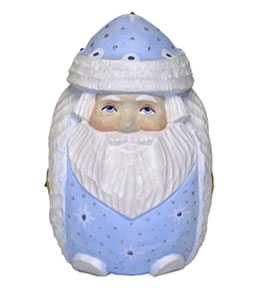 Egg Shaped Santa Wood Carving 5" - Click Image to Close