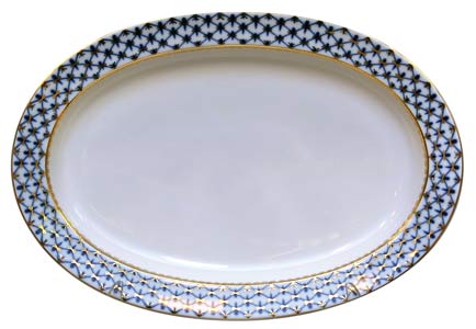 Cobalt Net Oval Platter, 11"