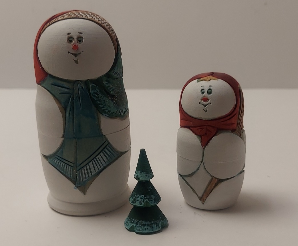 Snowman Carved Doll - 3pc./4"